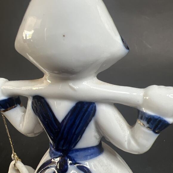 Dutch Girl Bell – 5.5″ Porcelain Figurine Blue White Delft Style Holland VTG - Picture 6 of 11